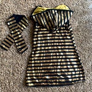 Gold and Black Sequin Dress